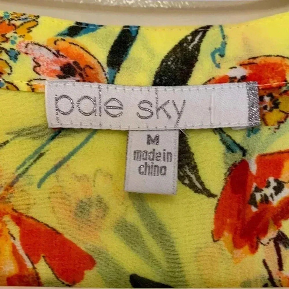 Pale Sky semi sheer, light, airy, flowy, cap sleeves,  front pleats flora… - Picture 4 of 6